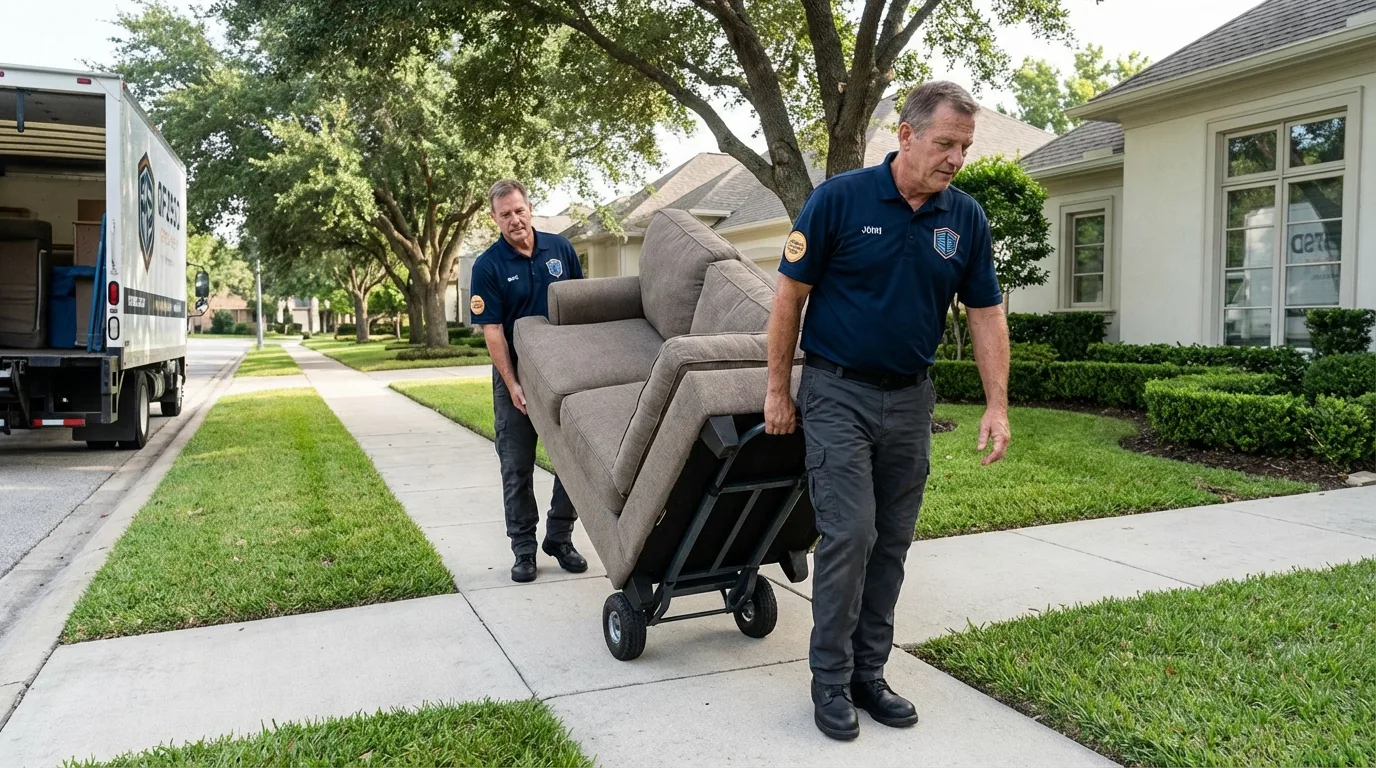 Local residential moving crew loading furniture in Barneveld, WI